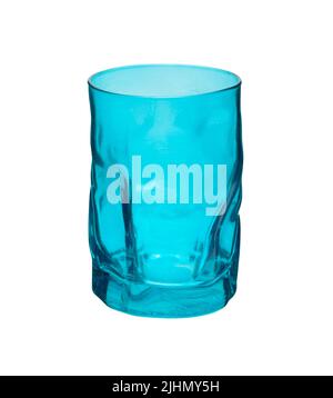 Blue modern drinking glass. Isolated on a white background. With clipping path Stock Photo