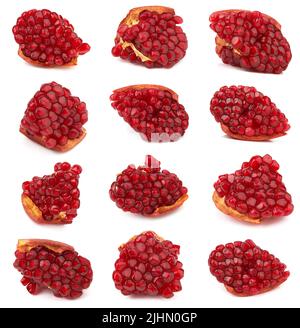Sliced pomegranate path isolated on a white background Stock Photo