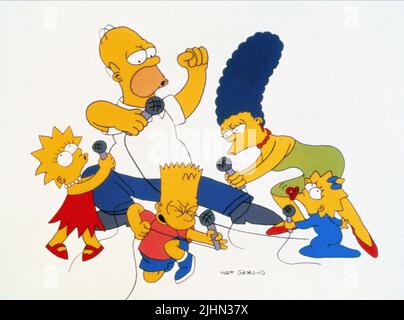LISA, HOMER, BART, MARGE, MAGGIE SIMPSON, THE SIMPSONS, 1989 Stock Photo