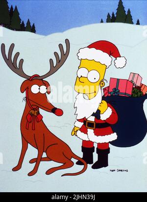 SANTA'S LITTLE HELPER, BART SIMPSON, THE SIMPSONS, 1989 Stock Photo