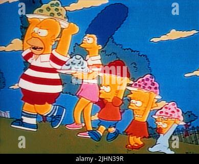 HOMER, MARGE, BART, LISA, MAGGIE SIMPSON, THE SIMPSONS, 1989 Stock Photo