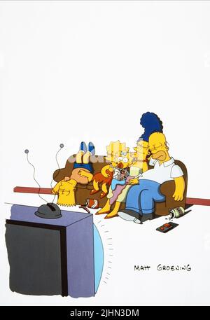 BART, LISA, MAGGIE, MARGE, HOMER SIMPSON, THE SIMPSONS, 1989 Stock Photo