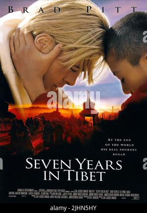 BRAD PITT, JAMYANG JAMTSHO WANGCHUK POSTER, SEVEN YEARS IN TIBET, 1997 Stock Photo