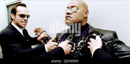 HUGO WEAVING, LAURENCE FISHBURNE, THE MATRIX RELOADED, 2003 Stock Photo