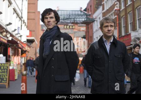 BENEDICT CUMBERBATCH, MARTIN FREEMAN, SHERLOCK, 2010 Stock Photo