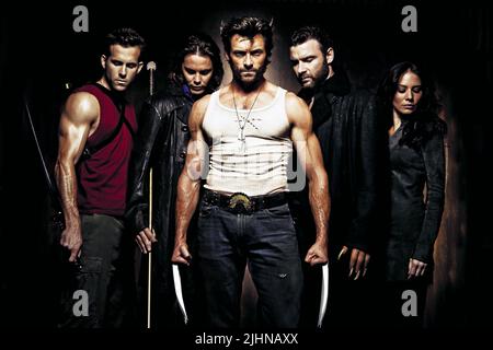 RYAN REYNOLDS, TAYLOR KITSCH, HUGH JACKMAN, LIEV SCHREIBER, LYNN COLLINS, X-MEN ORIGINS: WOLVERINE, 2009 Stock Photo