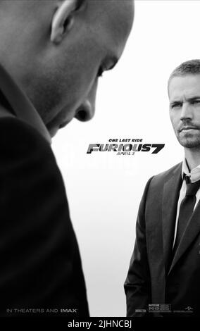 VIN DIESEL, PAUL WALKER POSTER, FAST and FURIOUS 7, 2015 Stock Photo