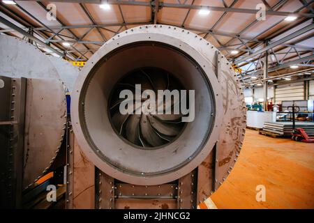 Industrial ventilation fans production in metalworking factory Stock ...