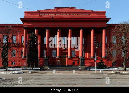 View of the main building of the Kyiv National Taras Shevchenko University in Kyiv Ukraine. Stock Photo