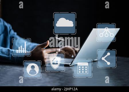 Business Cloud Technology. Data Storage Network And Connection Stock Photo