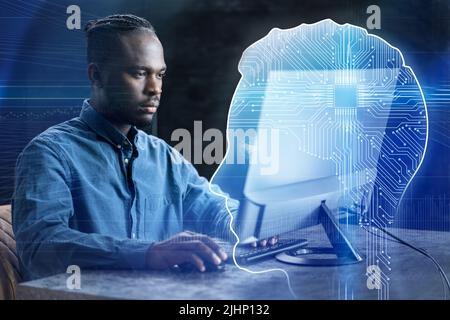 Machine learning technology diagram with artificial intelligence (AI ...