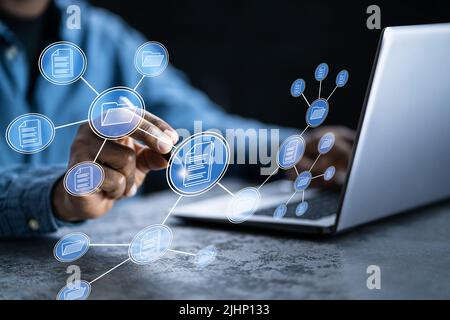 Corporate Document Management System. Business Security And DMS Data Stock Photo