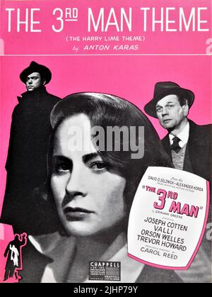 American Sheet Music for ORSON WELLES as Harry Lime ALIDA VALLI and JOSEPH COTTEN in THE THIRD MAN 1949 director CAROL REED novel / screenplay Graham Greene music Anton Karas presenters Alexander Korda and David O. Selznick London Film Productions / Selznick Releasing Organisation (in US) Stock Photo