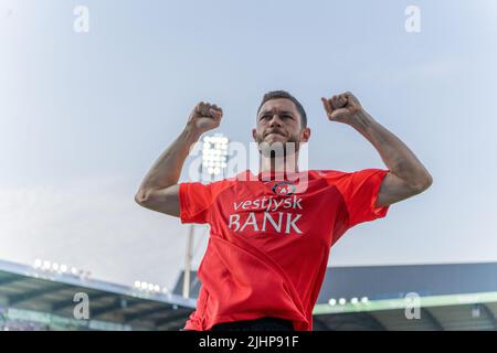 Herning, Denmark. 19th July, 2022. Henrik Dalsgaard of FC Midtjylland seen before the UEFA Champions League qualification match between FC Midtjylland and AEK Larnaca at MCH Arena in Herning. (Photo Credit: Gonzales Photo/Alamy Live News Stock Photo