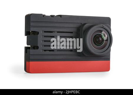 Ultra light small action camera for fpv drone front view. Isolated on white, clipping path included Stock Photo