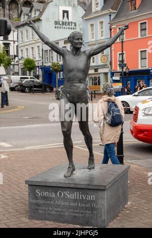 Sonia O'Sullivan statue, Cobh (Queenstown), Ireland Stock Photo