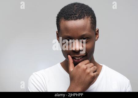 African american man portrait on grey background Stock Photo