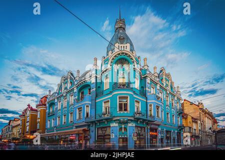 The Moskovits Miksa Palace and his spectacular Art Nouveau architecture style. Photo taken on 16th July 2022 in Oradea, Bihor County, Romania. Stock Photo