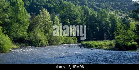The Allier river in the Haute-Loire department in France in spring Stock Photo