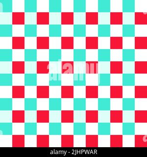 Red White Green Seamless French Checkered Pattern. Colorful Fabric Check Pattern Background. Classic Checker Pattern Design Texture. Stock Photo