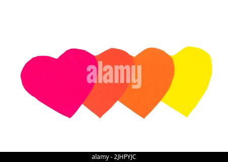heart paper. gradation. red. yellow. isolated on white background. Stock Photo