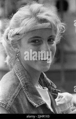 Portrait of the Canadian tennis player Carling Bassett, during the French Open in June 1982. Stock Photo