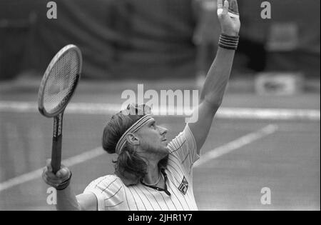 The Swedish tennis player Björn Borg, attending the men's singles final of the French Open (vs Argentinian Guillermo Vilas). Paris, Roland-Garros stadium, 11 June 1978 Stock Photo