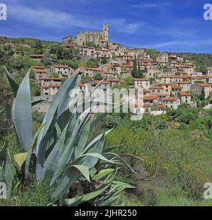 France, Pyrénées-Orientales (66) Eus, village labellisé, vue générale / France, Pyrénées-Orientales Eus, labeled village, general view Stock Photo