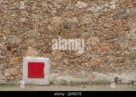 France, Ile de France region, Paris 14th arrondissement, boulevard Arago, La Santé Prison, red square, burstone Stock Photo