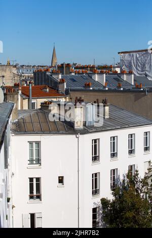 France, Ile de France Region, Paris 15th arrondissement, roofs and chimneys, Stock Photo