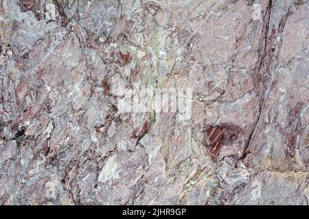 Stone texture during the development of an old marble quarry near the village of Artyshta, Kemerovo region-Kuzbass Stock Photo