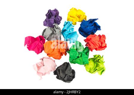 paper ball. colorful. crumpled. isolated on white background. Stock Photo