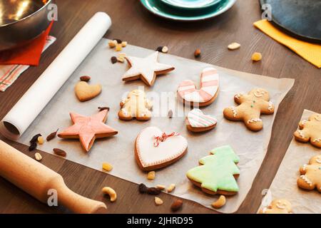 Colorful gingerbread cookies background Stock Photo