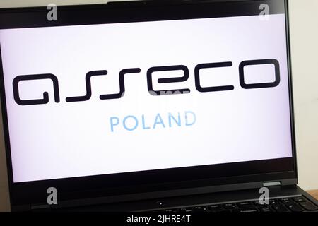 KONSKIE, POLAND - July 19, 2022: Asseco Poland SA technology corporation logo displayed on laptop computer screen Stock Photo