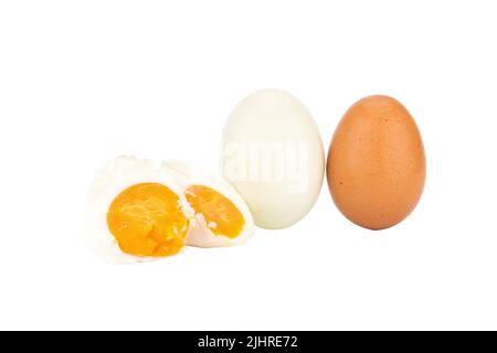 White egg. brown egg. isolated on white background Stock Photo