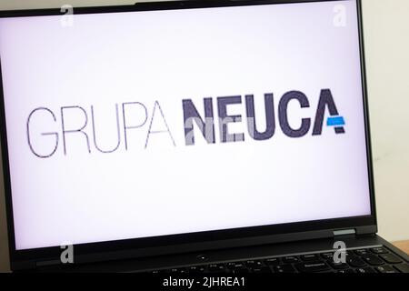 KONSKIE, POLAND - July 19, 2022: Grupa NEUCA SA company logo displayed on laptop computer screen Stock Photo