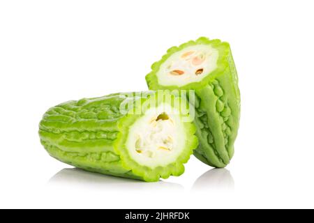 Bitter melon isolated on white background. Stock Photo