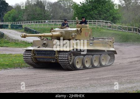 Panzerkampfwagen VI Tiger 131, world-famous Second World War tank, the only operating Tiger I in the world, takes to the parade ground at Tiger Day Stock Photo
