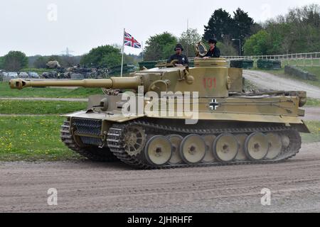 Panzerkampfwagen VI Tiger 131, world-famous Second World War tank, the only operating Tiger I in the world, takes to the parade ground at Tiger Day Stock Photo