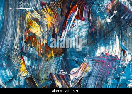 Modern denim blue. Powerful and colorful style. Contemporary Abstract background. High Detail. Palette knife brush strokes. Template social media crea Stock Photo