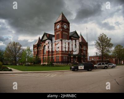 A view of a Historic Miami County Kansas (KS) Courthouse in Paola on a ...