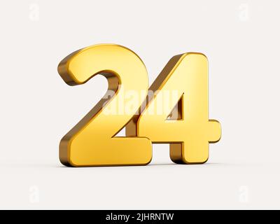 Premium Photo  Gold number 24 twenty four isolated white background shiny  3d number 24 made of gold 3d illustration