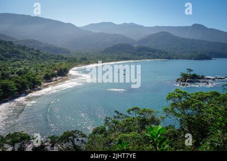 A scenic view of Castelhanos beach in Ilhabela island, Sao Paulo, Brazil Stock Photo