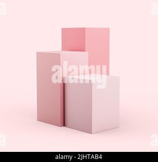 A 3d illustration of a pink geometric cubes Stock Photo - Alamy