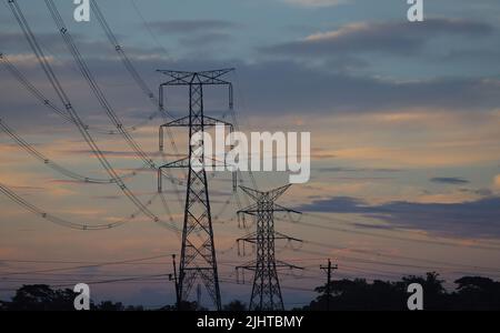 Twilight sky and Electric pole at the sunrise moment in Chittagong ...