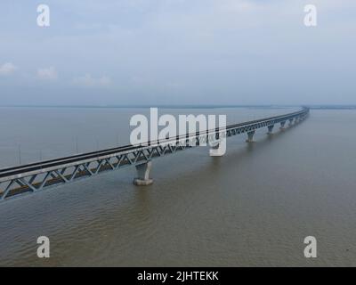 Drone View of Padma Multipurpose Bridge of Bangladesh Stock Photo