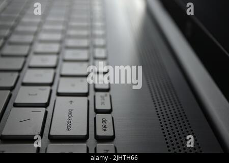 Close up of a laptop keyboard. Stock Photo