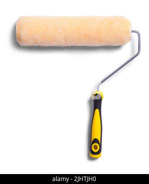 New Clean Paint Roller Cut Out on White. Stock Photo