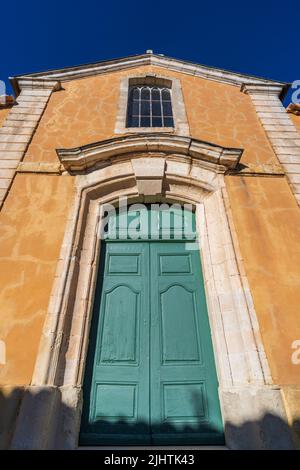 Vintage wooden door and wall background Stock Photo