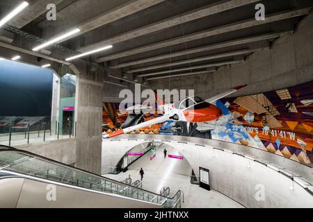 Cerrillos metro station, line 6, Santiago Chile Stock Photo